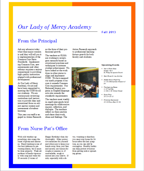 Fall Newsletter 2013-2014 Page 1